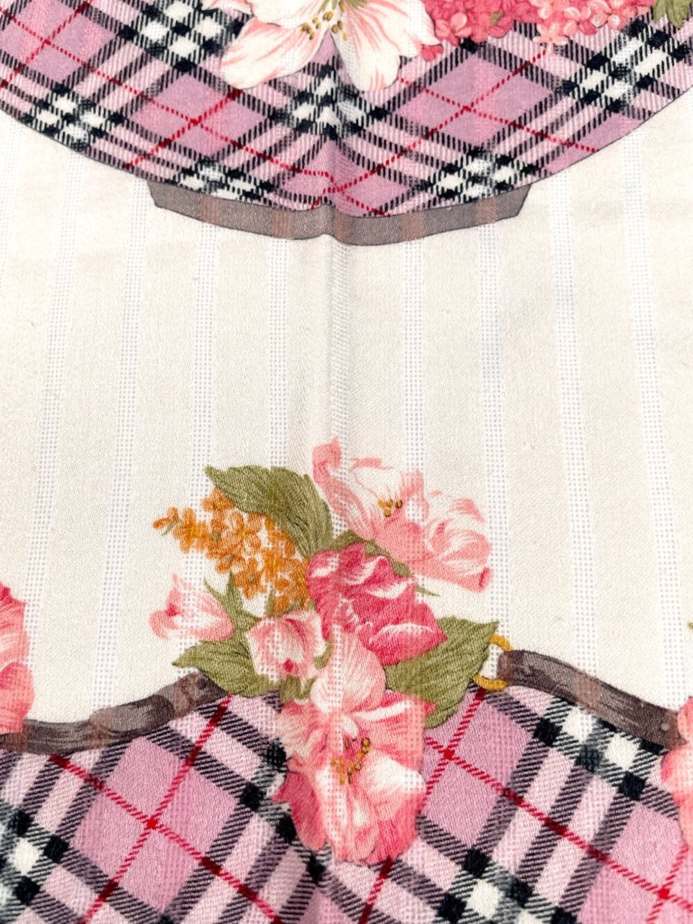 Vintage Burberrys Floral Plaid Cotton Scarf - Picture 9 of 10